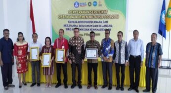 Tiga Biro di Undana Terima Sertifikat Sistem Manajemen Mutu ISO 9001:2015